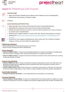 Lesson Plan: Philanthropy with a Purpose